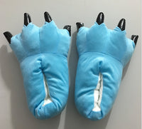 Winter Soft Warm Dinosaur Paw Funny Slippers for Men Women Kids Parent-child Home House Slipper Shoes Room Cotton Shoes