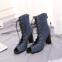 Denim high heels