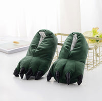 Winter Soft Warm Dinosaur Paw Funny Slippers for Men Women Kids Parent-child Home House Slipper Shoes Room Cotton Shoes