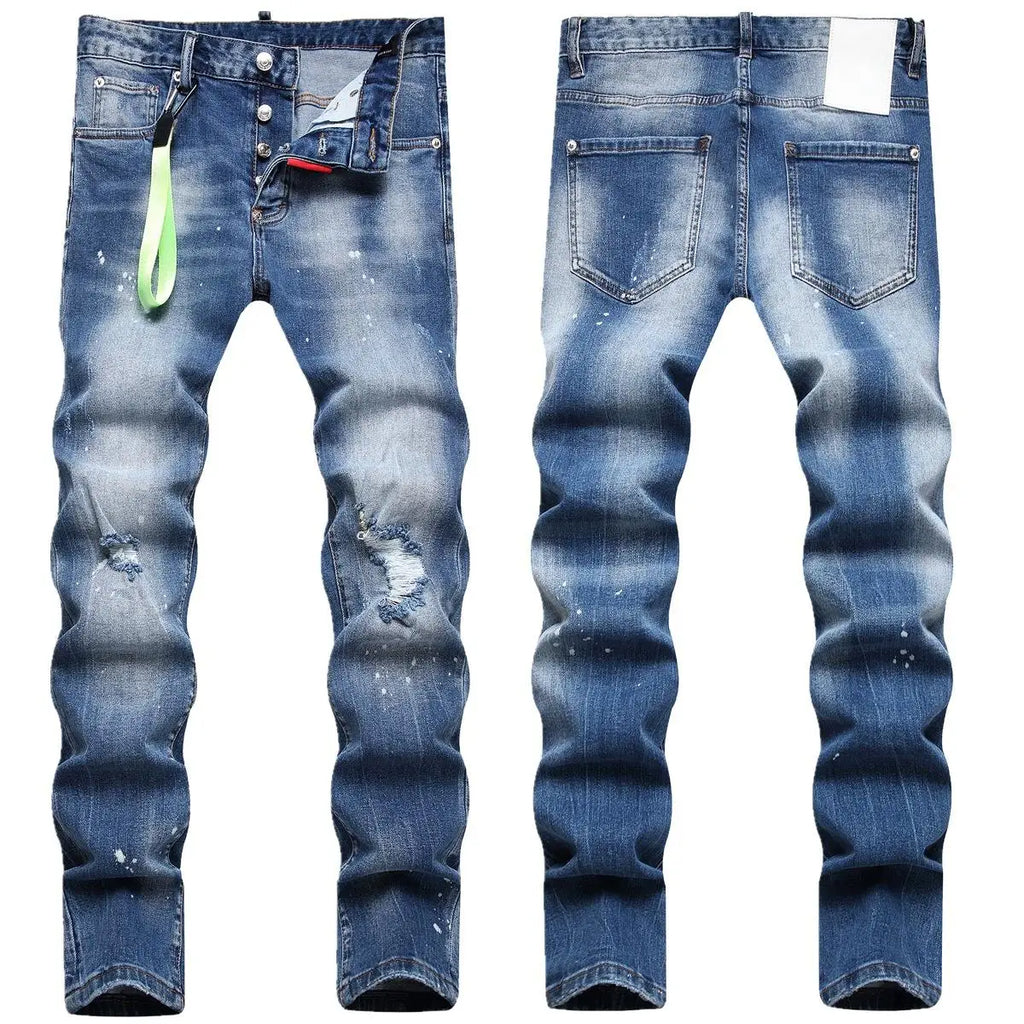 Men's Waterproof Stretch Jeans - Light Blue Breathable Denim Pants | Plus Size Casual Trousers