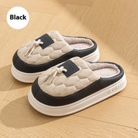 New Colorblock Plush Slippers Winter Warm Fleece Shoes House Indoor Waterproof Thick-soled Home Slipper For Women Men Couple