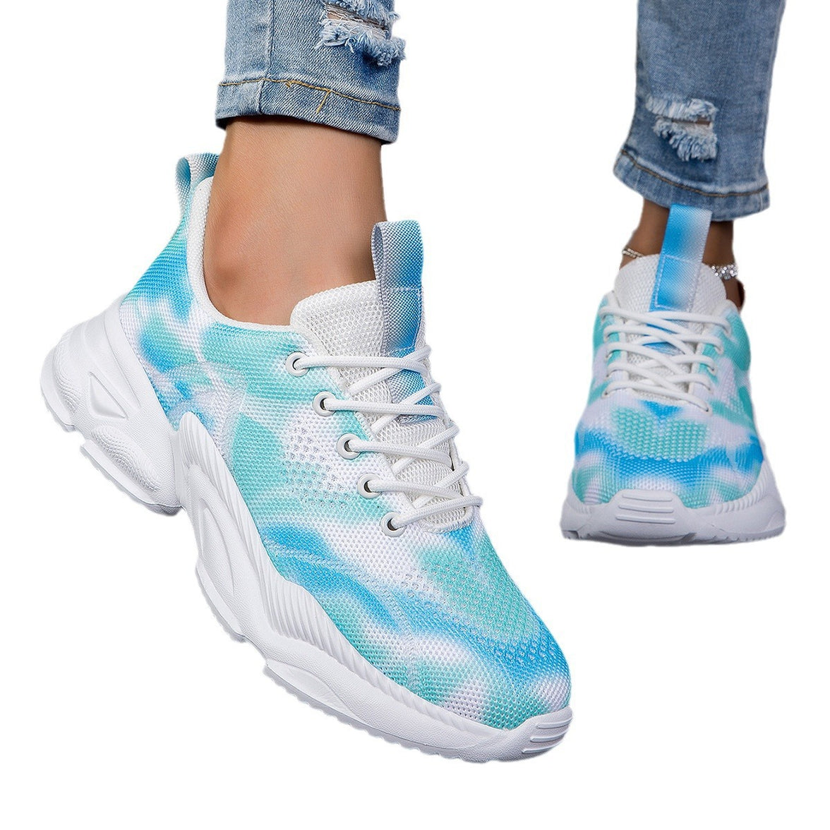 Casual Flower Sneakers Flat Large Size Upturned Lace-up