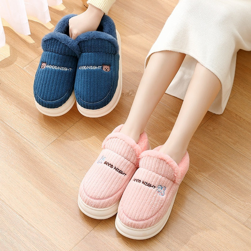 Home Cotton Slippers Winter Bag Heel Men Plus Size Woolen Slipper Room Inner Velvet Men's Household Plush Cotton Shoes Women Wholesale