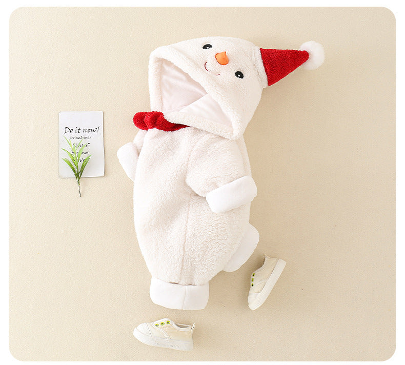 Baby Men And Women Fleece-lined Warm Jumpsuit