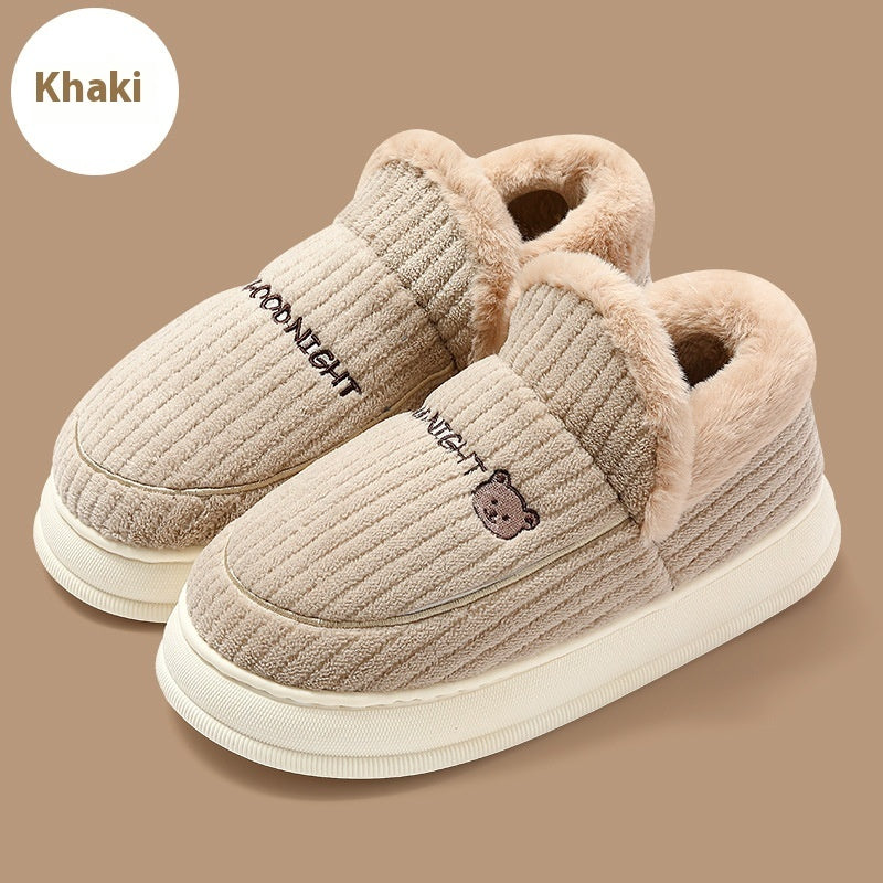 Home Cotton Slippers Winter Bag Heel Men Plus Size Woolen Slipper Room Inner Velvet Men's Household Plush Cotton Shoes Women Wholesale