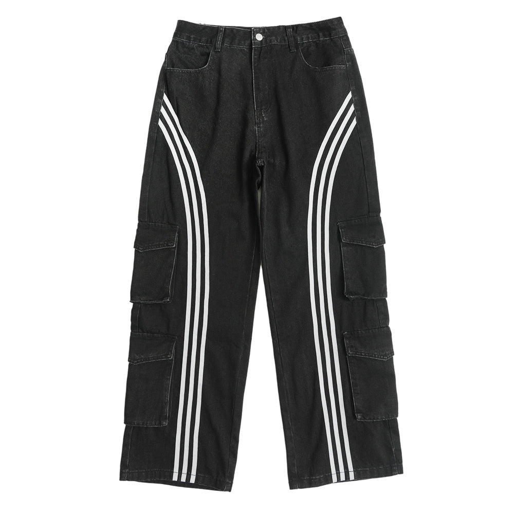 Three Bars Workwear Denim Trousers For Men