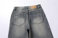 Distressed Washed Denim Trousers For Men