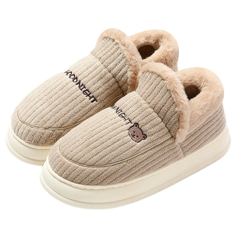 Home Cotton Slippers Winter Bag Heel Men Plus Size Woolen Slipper Room Inner Velvet Men's Household Plush Cotton Shoes Women Wholesale