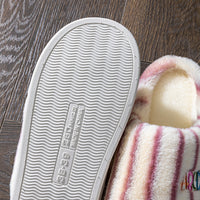 Ins Plush Striped Slippers Winter Warm Letter Embroidered Shoes Fashion Floor Bedroom Home Slipper For Women Men Couples