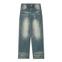 Washed Denim Loose Trousers For Men