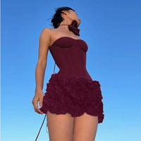 New Strap Adjustable Tube Top Short Skirt Strapless Ball Gown Mini Fashion Celebrity Nightclub Party Dress Birthday Cocktail Girls' Outfit