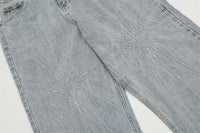 Embroidery Wash Denim Trousers For Men