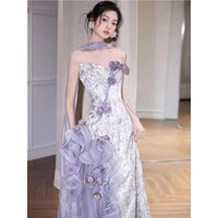 Purple Tube Top Morning Gowns Ethereal Design Wedding Dress Bride