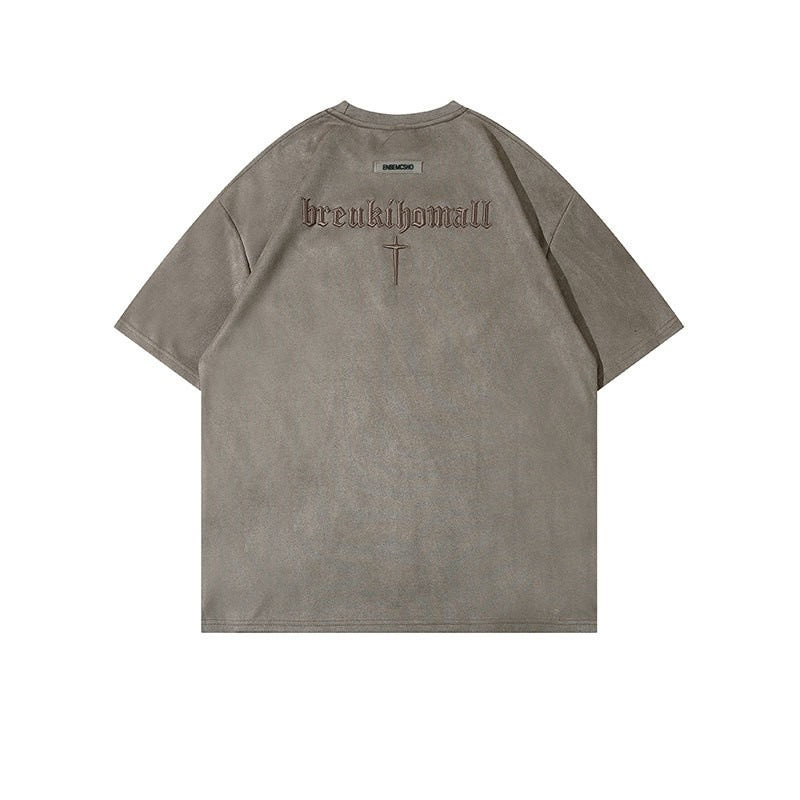 Retro Alphabet Embroidered T-shirt Men