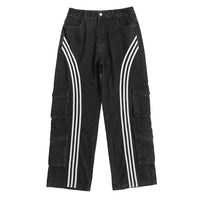 Three Bars Workwear Denim Trousers For Men