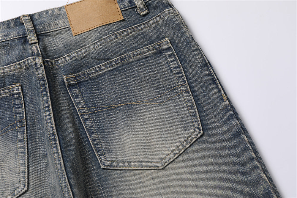 Distressed Washed Denim Trousers For Men