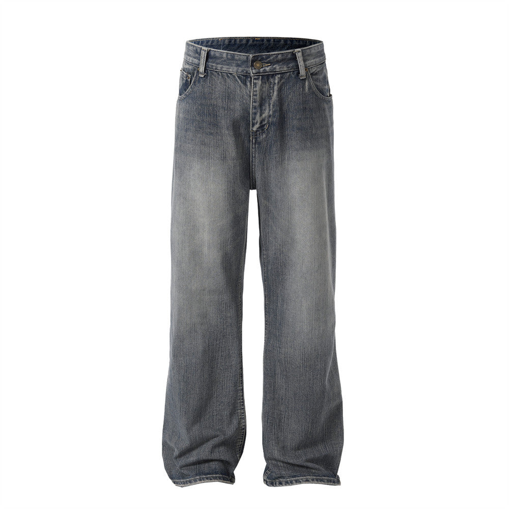 Distressed Washed Denim Trousers For Men