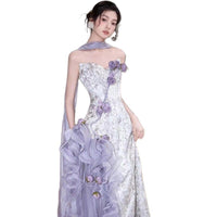 Purple Tube Top Morning Gowns Ethereal Design Wedding Dress Bride