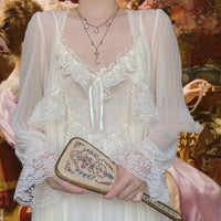 French Style Vintage Court Style Nightdress Two-piece Set Morning Gowns Super Fairy