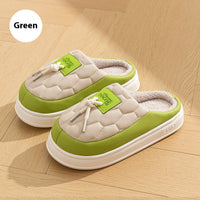 New Colorblock Plush Slippers Winter Warm Fleece Shoes House Indoor Waterproof Thick-soled Home Slipper For Women Men Couple