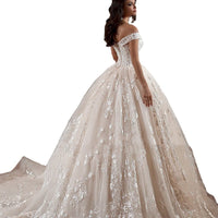 Off-shoulder French-style Bride Trailing Mori Style Simple Small Wedding Dress